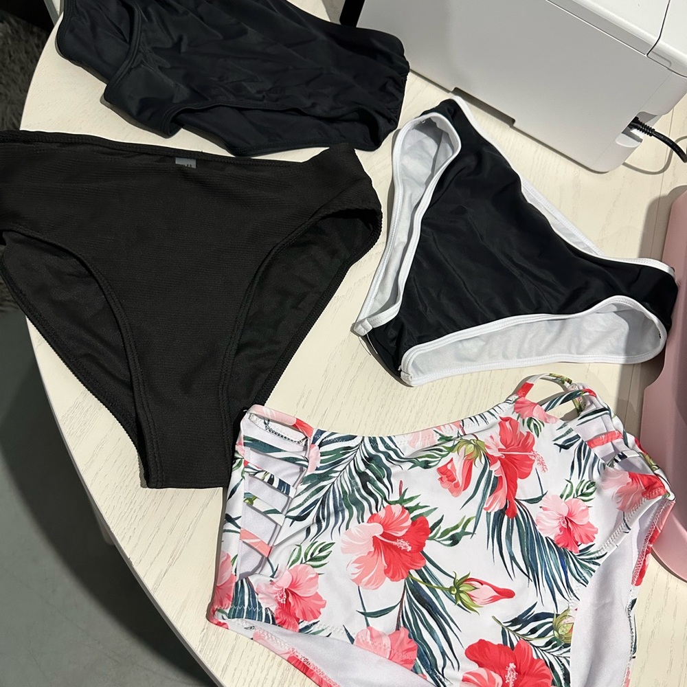 Floral and Black Women's Swimwear Bottoms